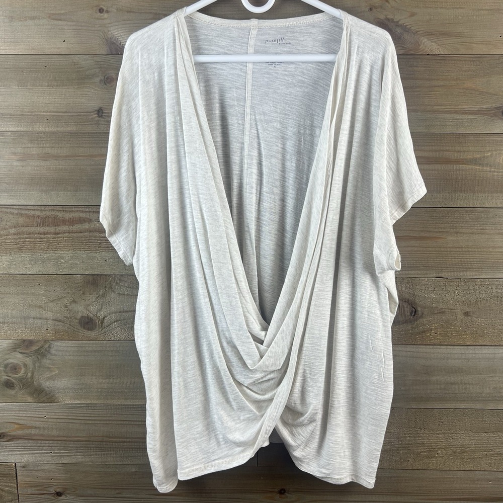 Pure Jill Elements Womens Shirt Twisted Drape‎ Front Top Heathered Size XL